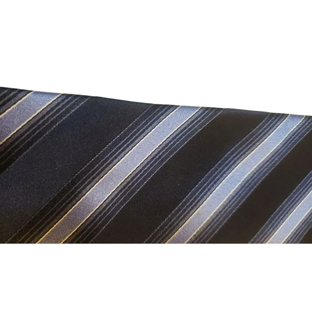 J. Ferrar 100% Silk Neck Tie Navy Blue & Lt Blue Stripes‎ Men Necktie
